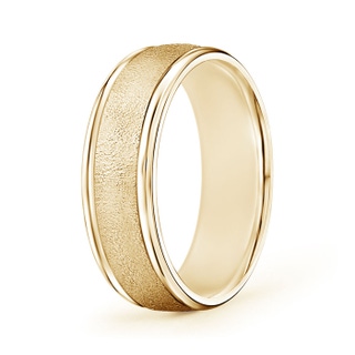 7 100 Polished Edges Wired Finish Comfort Fit Wedding Band in Yellow Gold