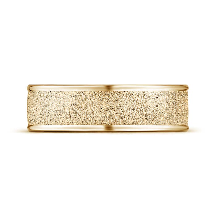 7 100 Polished Edges Wired Finish Comfort Fit Wedding Band in Yellow Gold