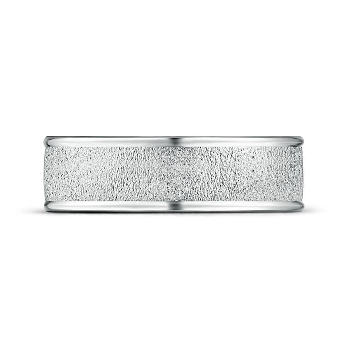 7 110 Polished Edges Wired Finish Comfort Fit Wedding Band in P950 Platinum - side 1