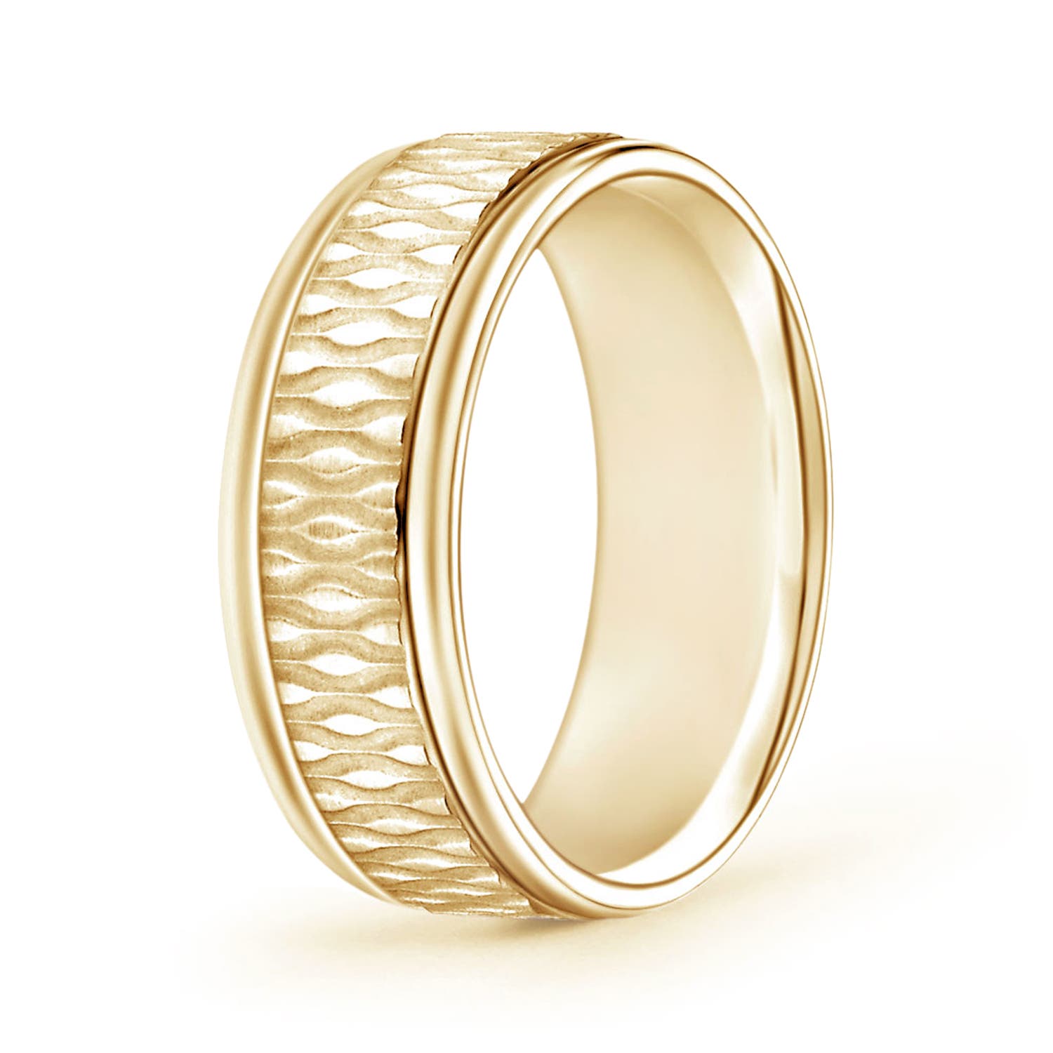 7 100 Bubbled Centre Comfort Fit Wedding Band in Yellow Gold