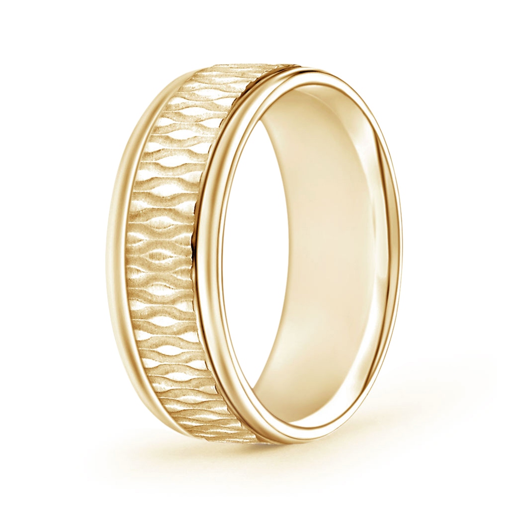 7 100 Bubbled Centre Comfort Fit Wedding Band in Yellow Gold