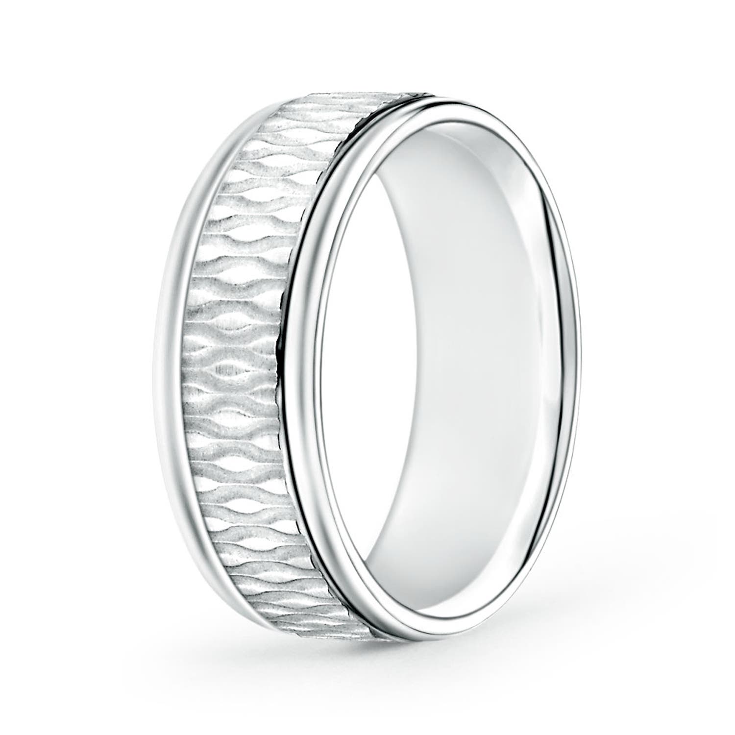 7 105 Bubbled Centre Comfort Fit Wedding Band in White Gold