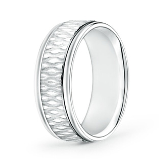 7 110 Bubbled Centre Comfort Fit Wedding Band in White Gold
