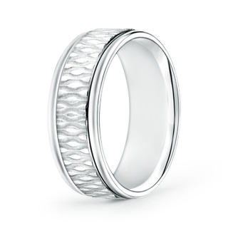 7 130 Bubbled Centre Comfort Fit Wedding Band in White Gold