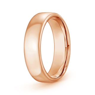 6.5 100 High Polished Low Dome Comfort Fit Wedding Band in Rose Gold