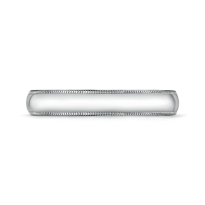 4 100 Classic Milgrain Comfort Fit Wedding Band for Him in P950 Platinum side-1