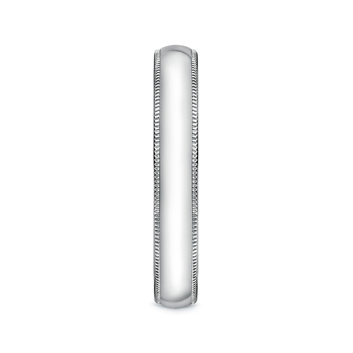 4 100 Classic Milgrain Comfort Fit Wedding Band for Him in P950 Platinum side-2