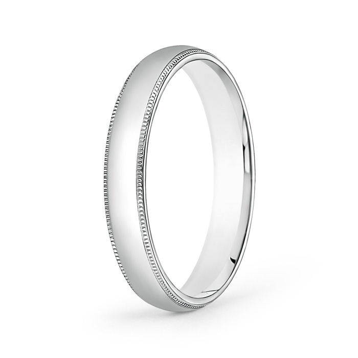 4 100 Classic Milgrain Comfort Fit Wedding Band for Him in White Gold