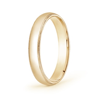 4 100 Classic Milgrain Comfort Fit Wedding Band for Him in Yellow Gold