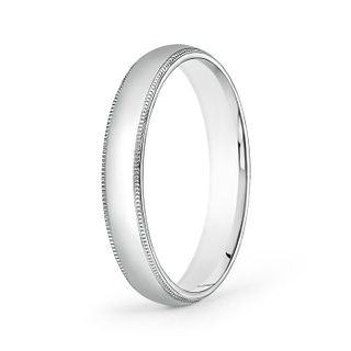 4 110 Classic Milgrain Comfort Fit Wedding Band for Him in 9K White Gold