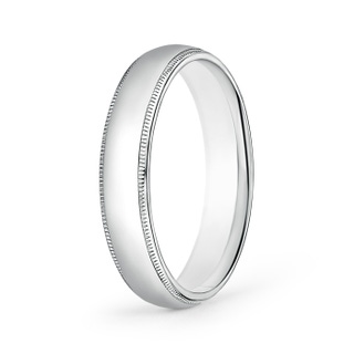 5 100 Classic Milgrain Comfort Fit Wedding Band for Him in White Gold