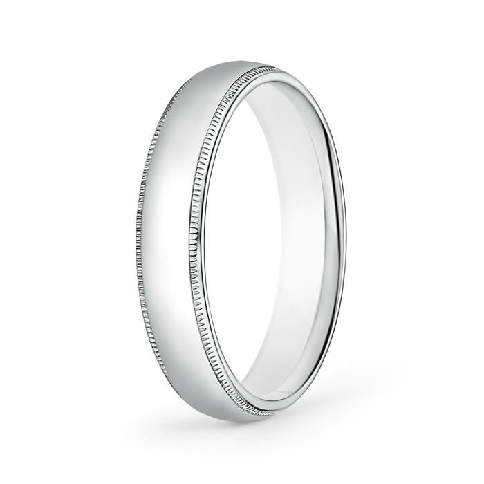 5 110 Classic Milgrain Comfort Fit Wedding Band for Him in White Gold