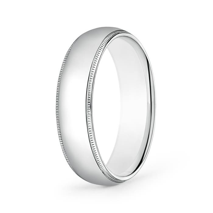 6 100 Classic Milgrain Comfort Fit Wedding Band for Him in P950 Platinum