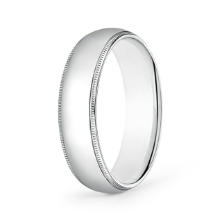 6 100 Classic Milgrain Comfort Fit Wedding Band for Him in White Gold