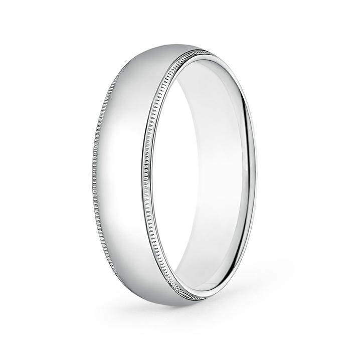 6 100 Classic Milgrain Comfort Fit Wedding Band for Him in White Gold 