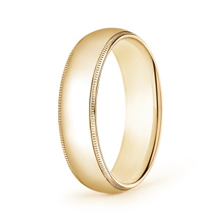 6 100 Classic Milgrain Comfort Fit Wedding Band for Him in Yellow Gold