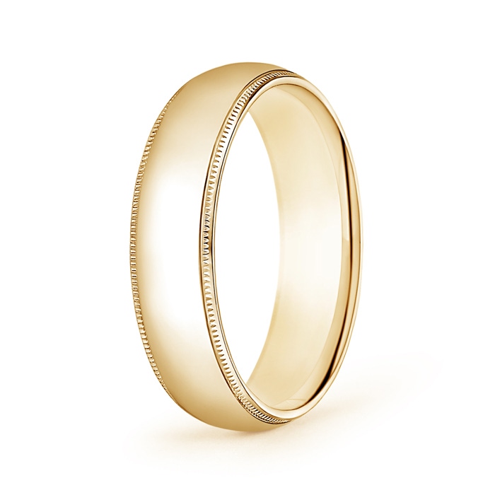 6 105 Classic Milgrain Comfort Fit Wedding Band for Him in Yellow Gold 