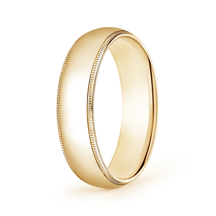 6 105 Classic Milgrain Comfort Fit Wedding Band for Him in Yellow Gold