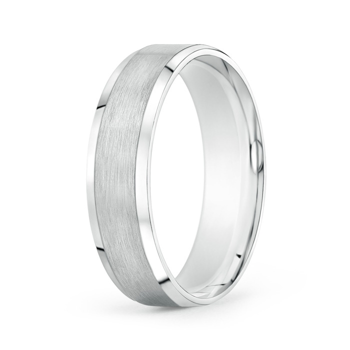 6 100 Beveled Edge Satin Comfort Fit Wedding Band in P950 Platinum