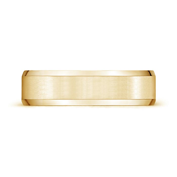 6 100 Beveled Edge Satin Comfort Fit Wedding Band in Yellow Gold