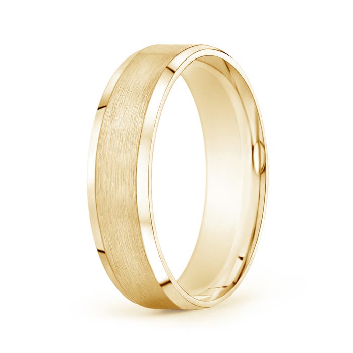6 125 Beveled Edge Satin Comfort Fit Wedding Band in Yellow Gold