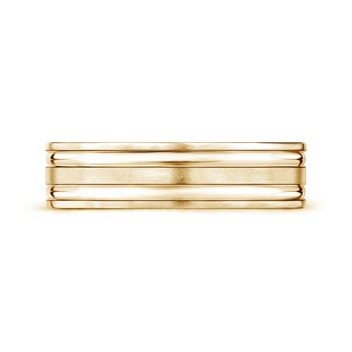 6 100 Parallel Grooved Comfort Fit Satin Wedding Band for Him in Yellow Gold