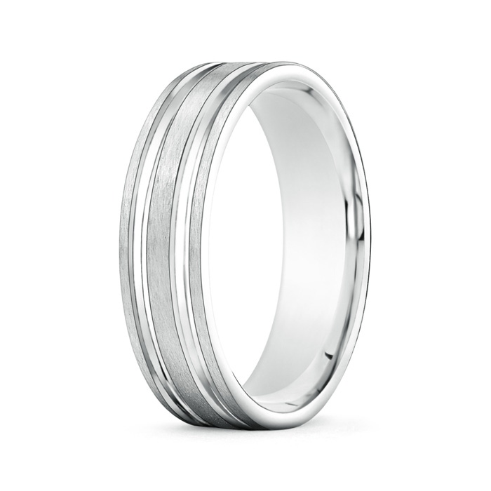 6 75 Parallel Grooved Comfort Fit Satin Wedding Band for Him in White Gold
