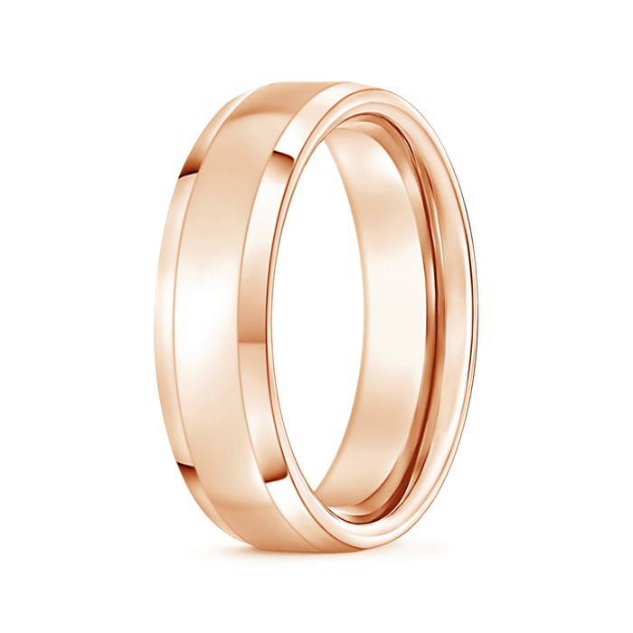 6 100 Beveled Edged Comfort Fit High Polished Wedding Band in Rose Gold 