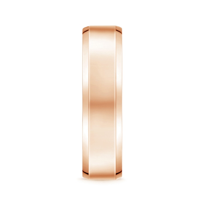 6 100 Beveled Edged Comfort Fit High Polished Wedding Band in Rose Gold side-2