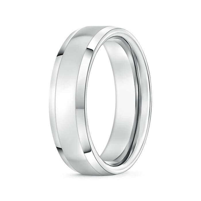6 100 Beveled Edged Comfort Fit High Polished Wedding Band in White Gold