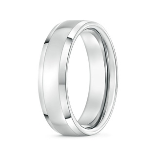 6 110 Beveled Edged Comfort Fit High Polished Wedding Band in 9K White Gold