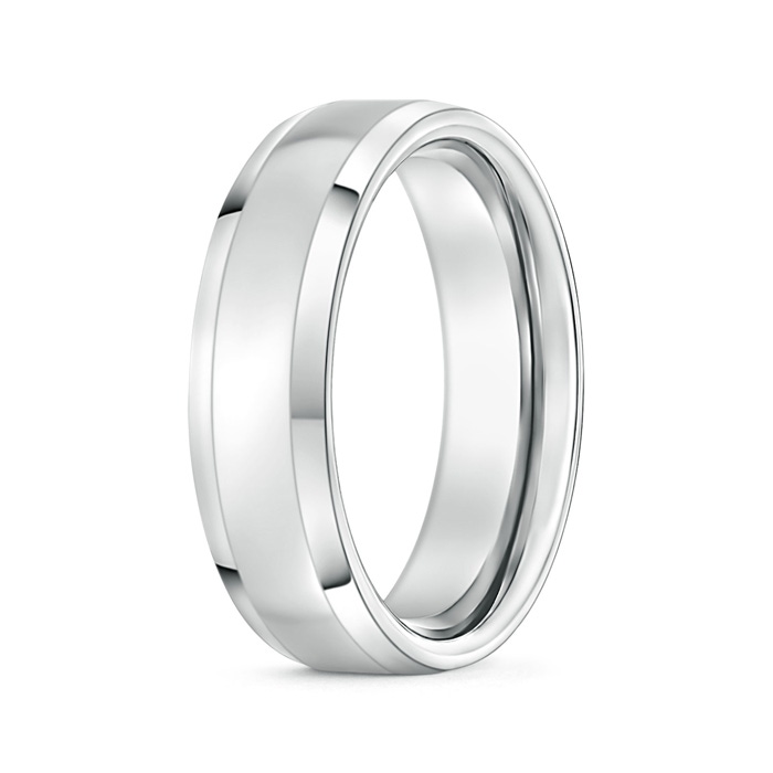 6 110 Beveled Edged Comfort Fit High Polished Wedding Band in White Gold
