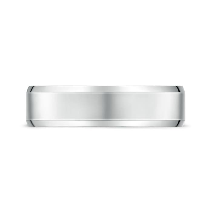 6 110 Beveled Edged Comfort Fit High Polished Wedding Band in White Gold - side 1