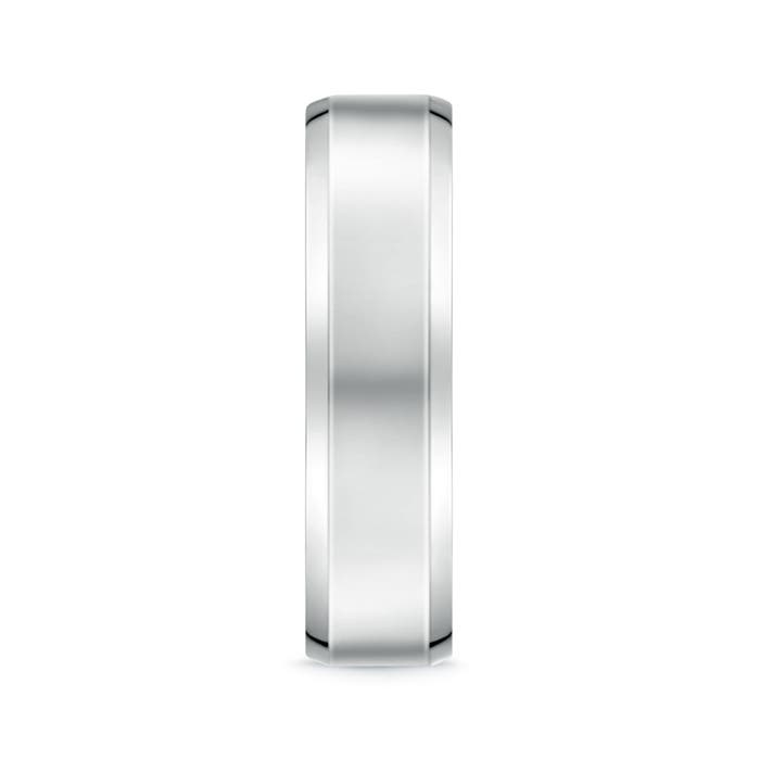 6 110 Beveled Edged Comfort Fit High Polished Wedding Band in White Gold - side 2