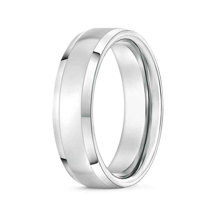 6 115 Beveled Edged Comfort Fit High Polished Wedding Band in White Gold