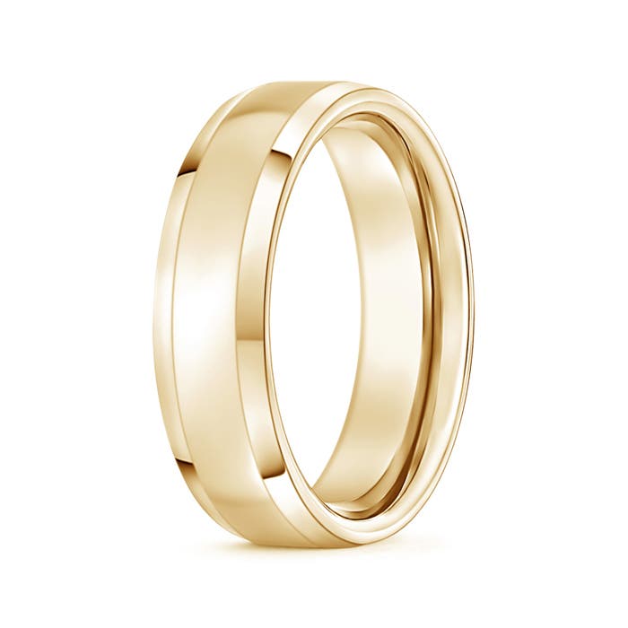 6 115 Beveled Edged Comfort Fit High Polished Wedding Band in Yellow Gold