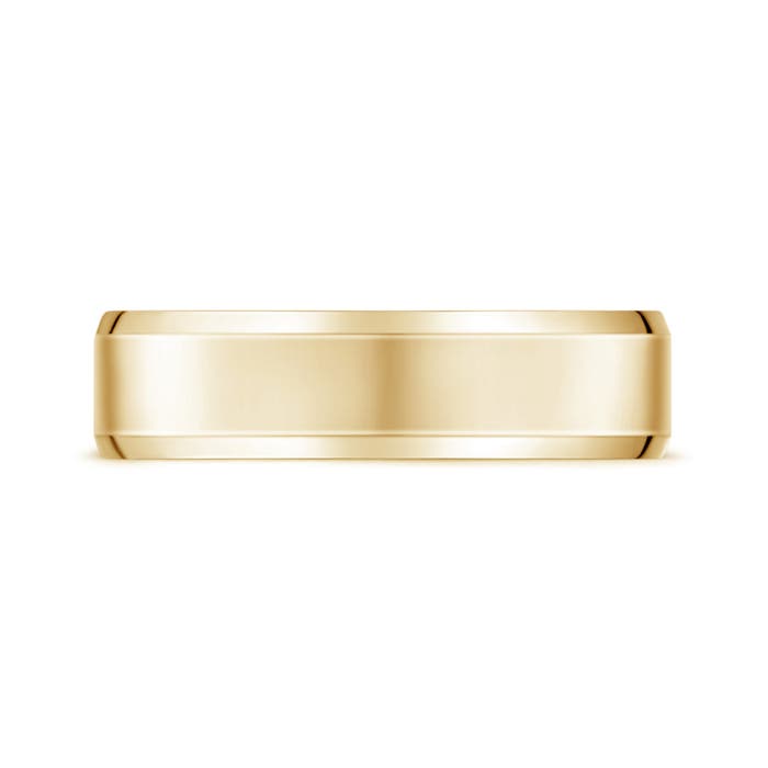 6 60 Beveled Edged Comfort Fit High Polished Wedding Band in Yellow Gold