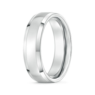 6 70 Beveled Edged Comfort Fit High Polished Wedding Band in 9K White Gold