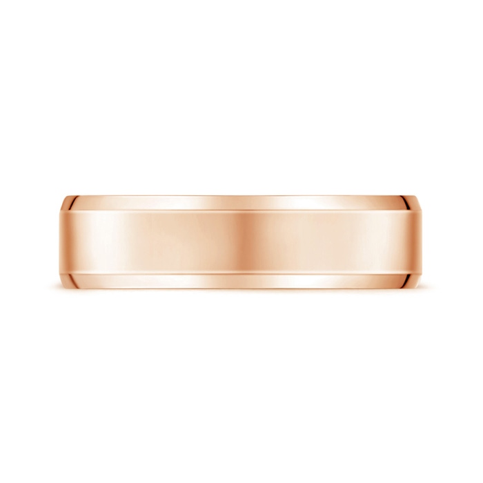 6 90 Beveled Edged Comfort Fit High Polished Wedding Band in 9K Rose Gold Product Image