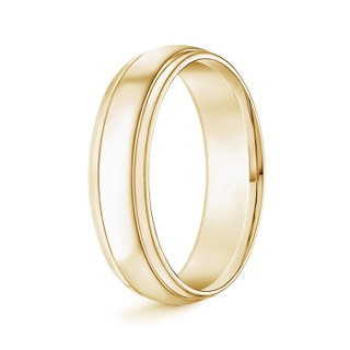 6 105 High Polished Parallel Grooved Wedding Band for Him in Yellow Gold