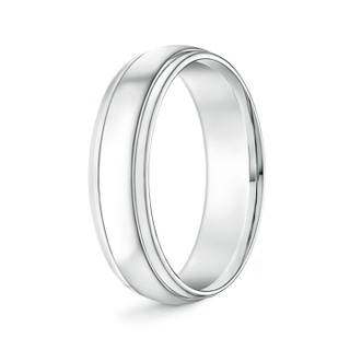 6 110 High Polished Parallel Grooved Wedding Band for Him in White Gold