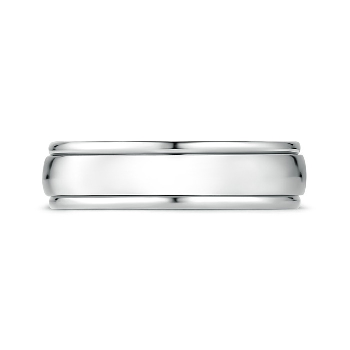 6 65 High Polished Parallel Grooved Wedding Band for Him in White Gold Product Image
