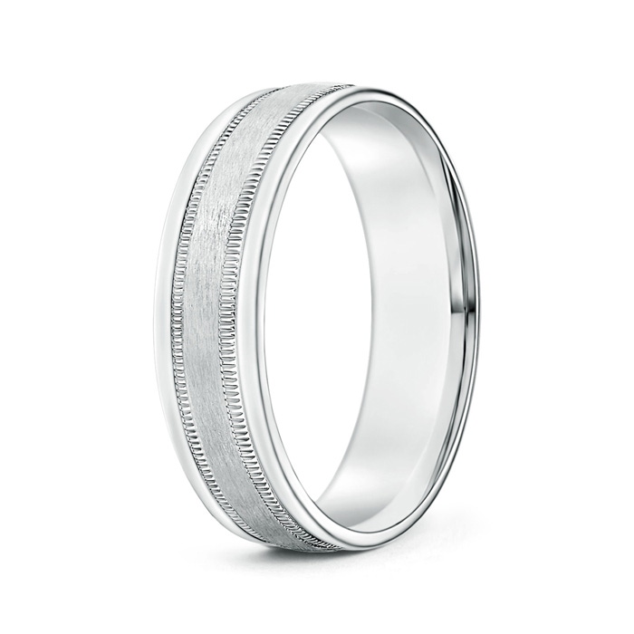 6 100 Satin Finish Comfort Fit Milgrain Wedding Band for Him in P950 Platinum