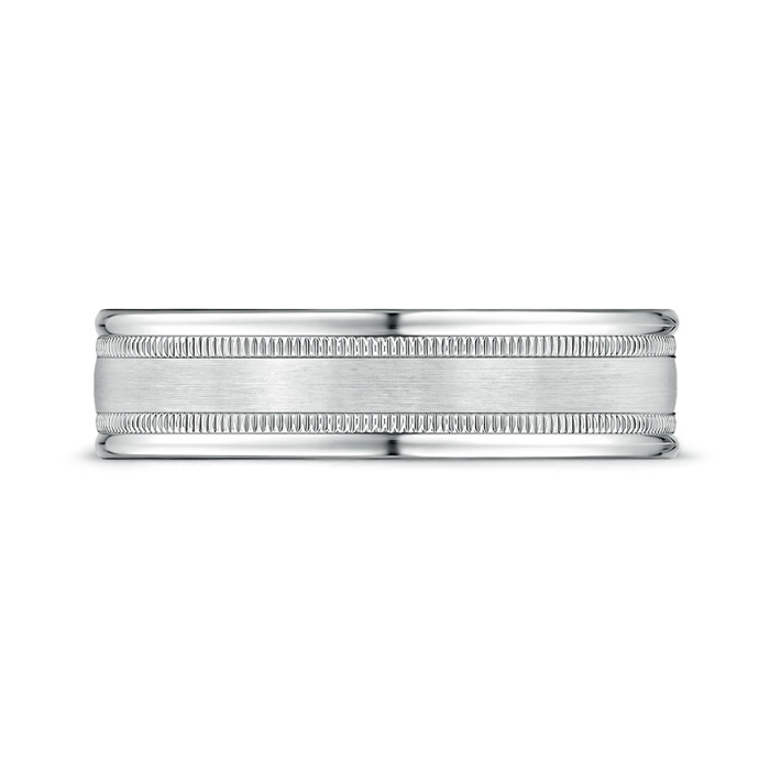 6 100 Satin Finish Comfort Fit Milgrain Wedding Band for Him in P950 Platinum product image