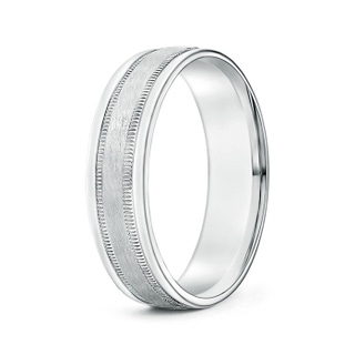 6 110 Satin Finish Comfort Fit Milgrain Wedding Band for Him in P950 Platinum