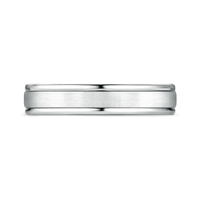 4 100 Comfort Fit Satin Finish Contemporary Wedding Band for Him in P950 Platinum Side-1