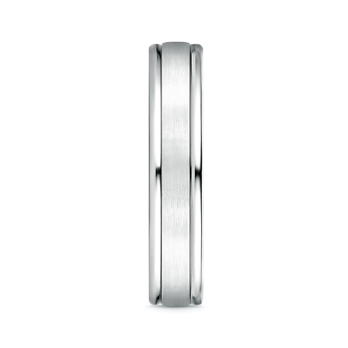 4 100 Comfort Fit Satin Finish Contemporary Wedding Band for Him in P950 Platinum Side-2