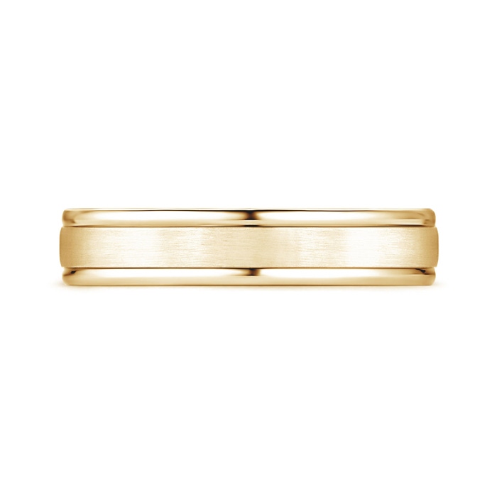4 100 Comfort Fit Satin Finish Contemporary Wedding Band for Him in Yellow Gold Side-1