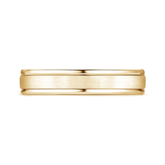 4 100 Comfort Fit Satin Finish Contemporary Wedding Band for Him in Yellow Gold side-1