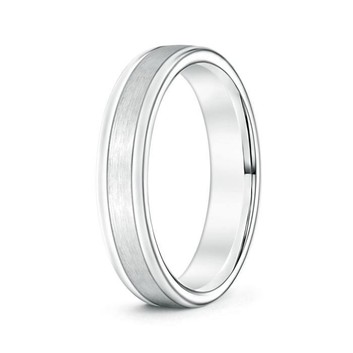 4 105 Comfort Fit Satin Finish Contemporary Wedding Band for Him in White Gold 